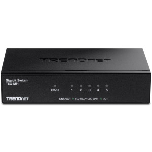 TRENDnet TEG-S51 5-Port Unmanaged Gigabit Ethernet Switch, Desktop, fanless